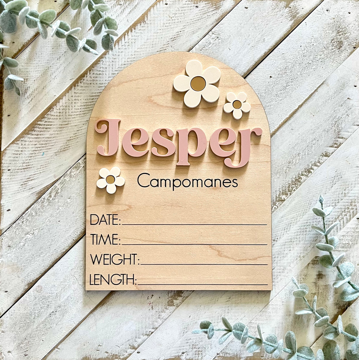 Vintage Style Baby Birth Stats Sign