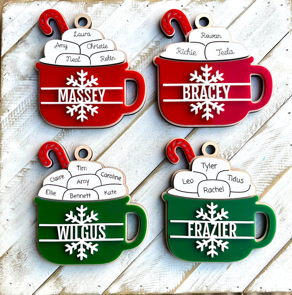 Family Hot Cocoa Mug Ornament